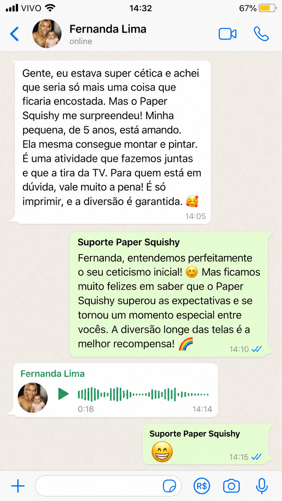 Depoimento de Fernanda Lima sobre o Paper Squishy